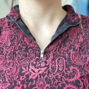 Women's Red and Black Patterned Sweater